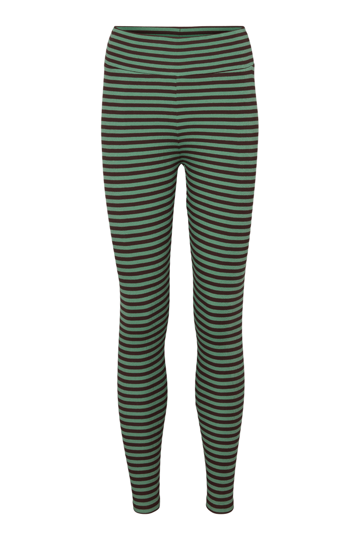 Basic Apparel Ludmilla Tights Leggings 528 Stripe Frosty Spruce/Chocolate Plum